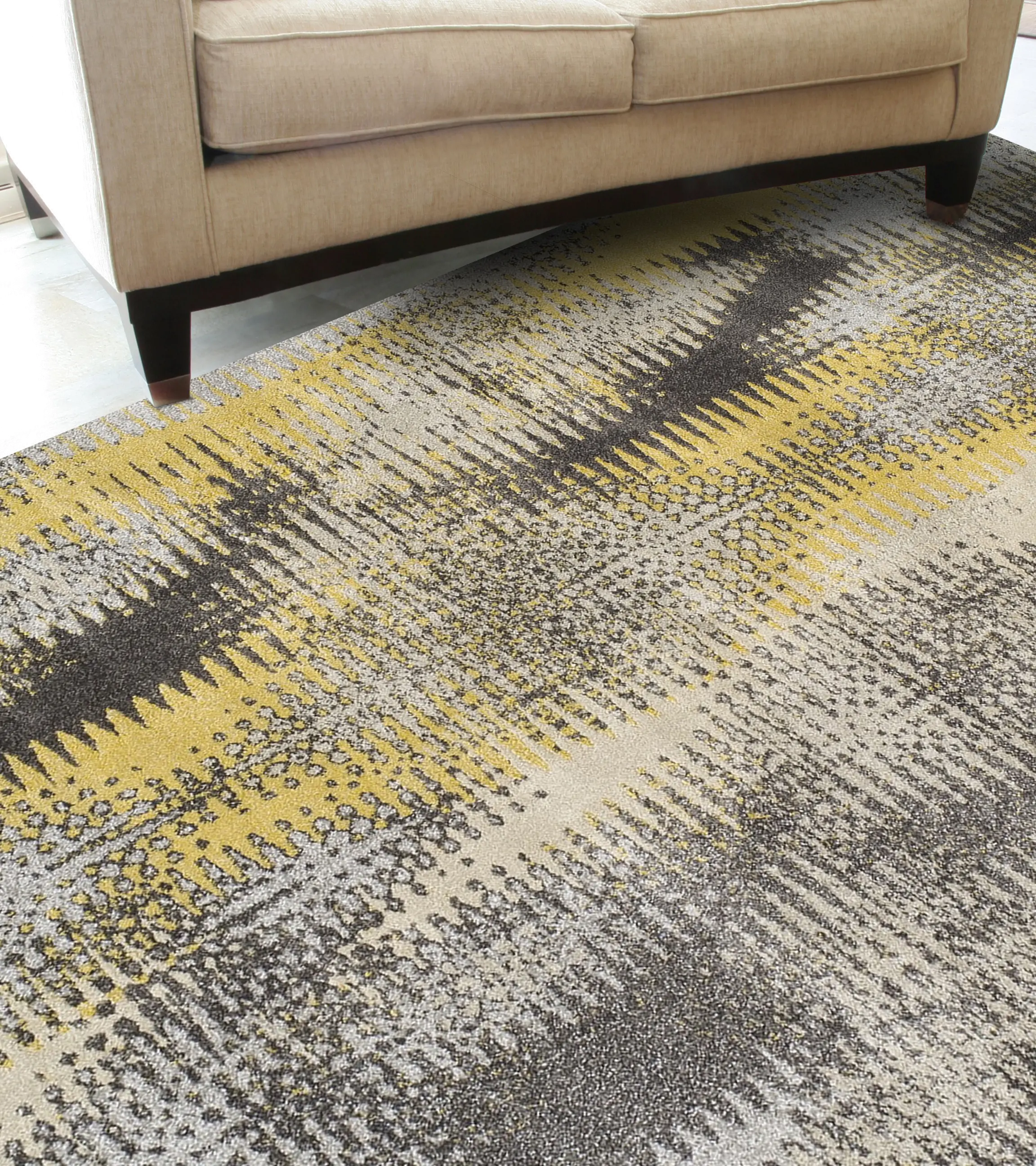 MG531GR8X11/GREYRUG 8 x 11 Large Yellow and Gray Area Rug - Modern Grays-5