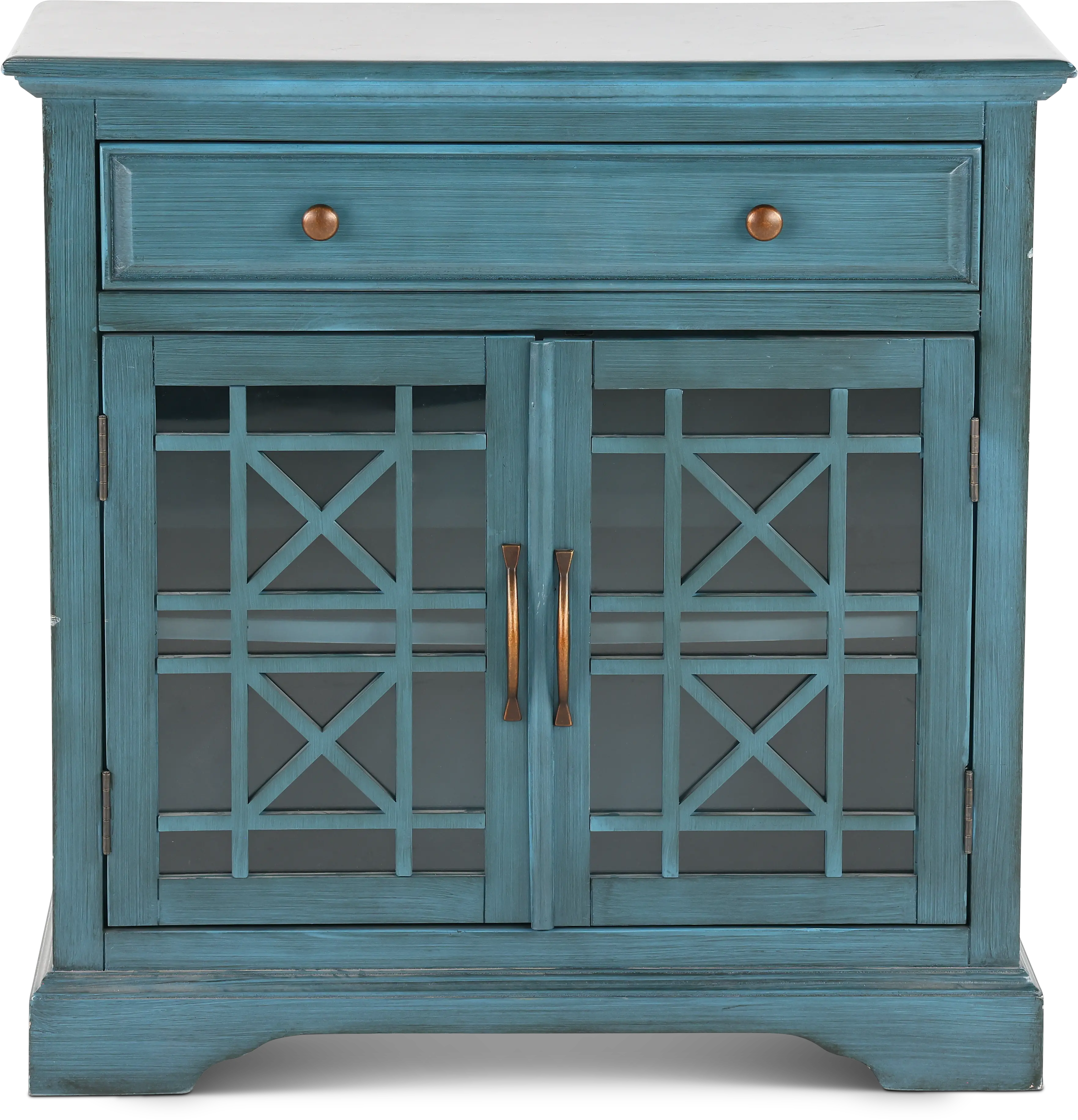 Antique Blue 2 Door and 1 Drawer Accent Cabinet-1