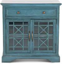 Antique Blue 2 Door and 1 Drawer Accent Cabinet