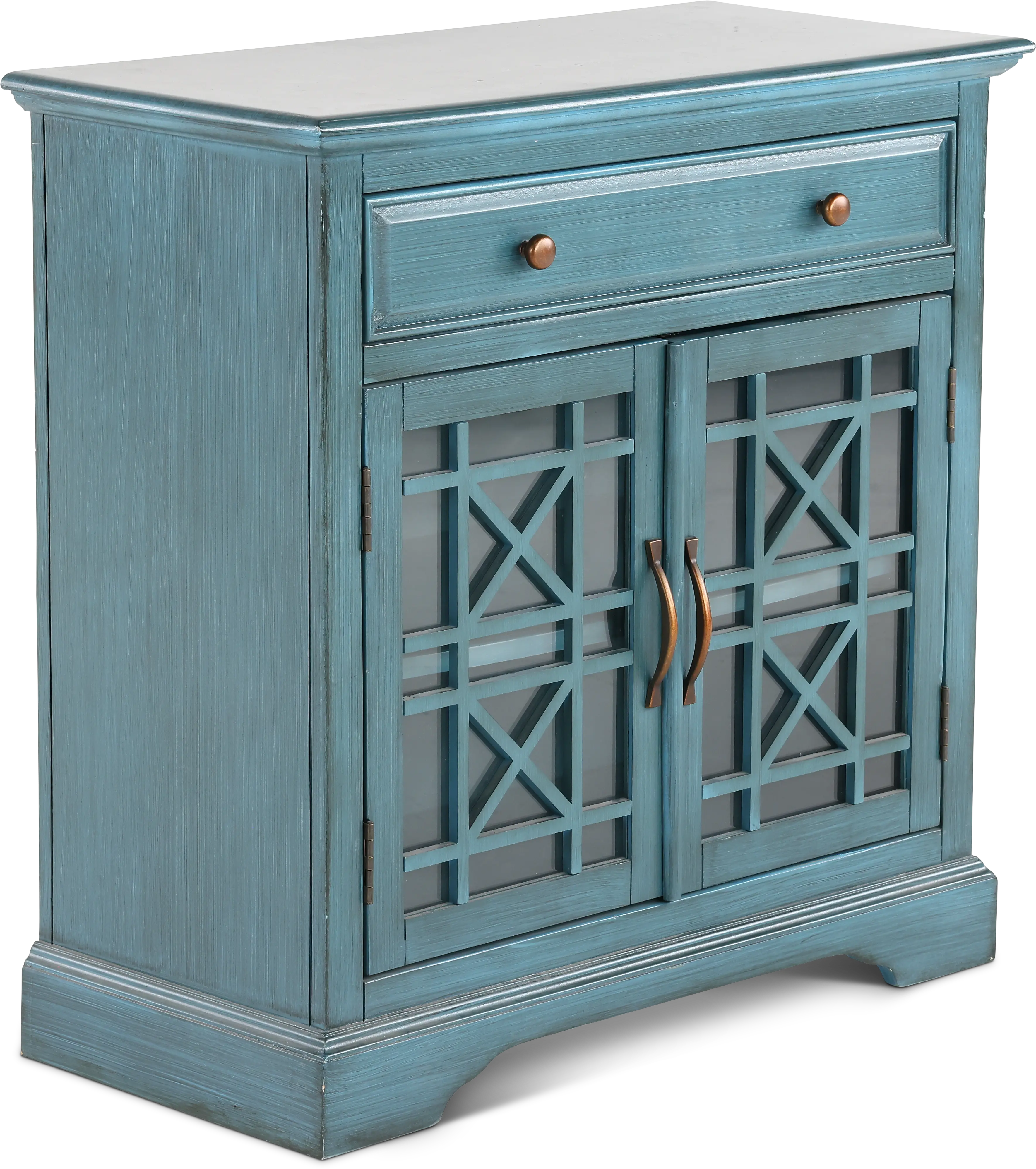 Antique Blue 2 Door and 1 Drawer Accent Cabinet-2