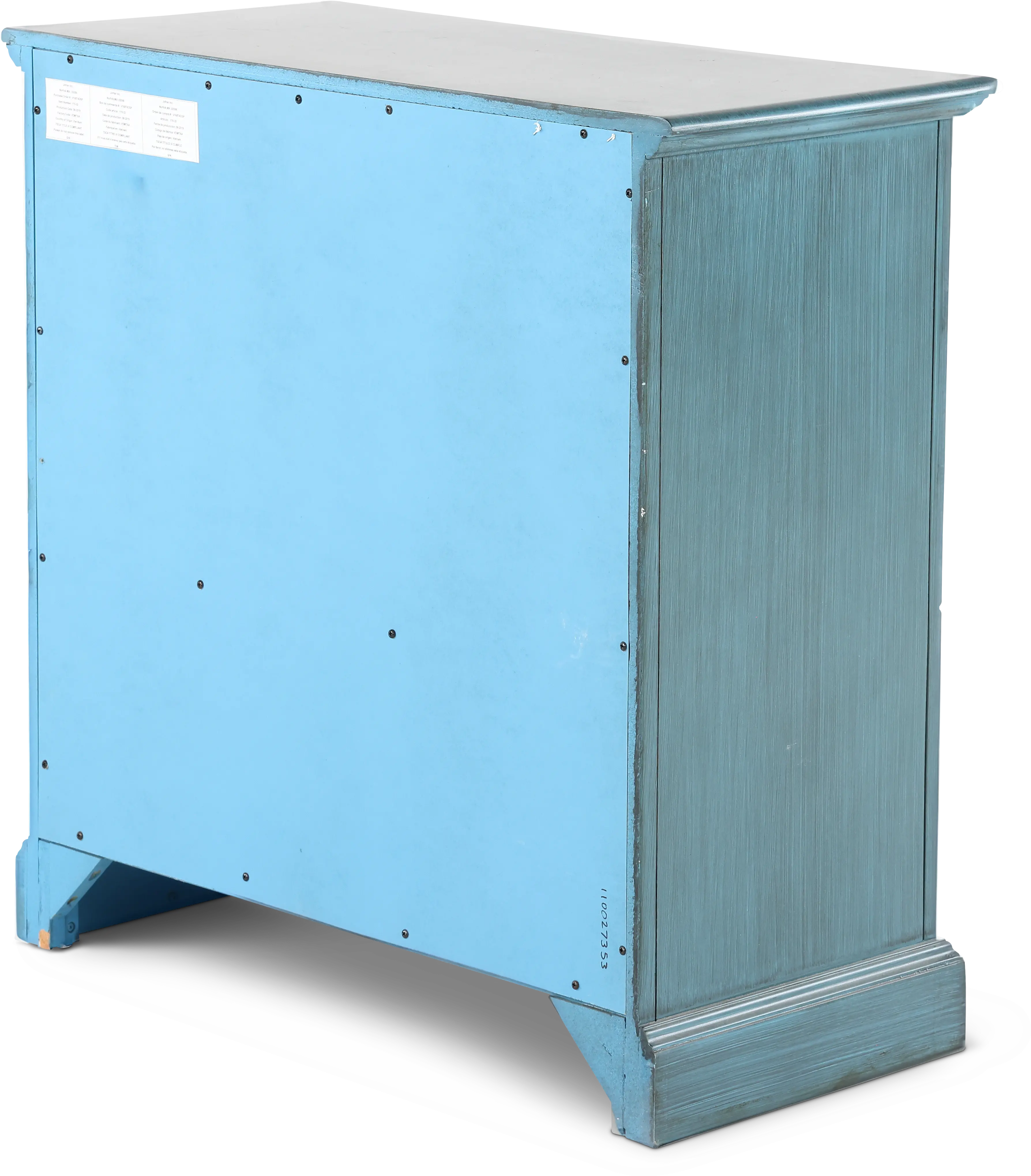 Antique Blue 2 Door and 1 Drawer Accent Cabinet-6