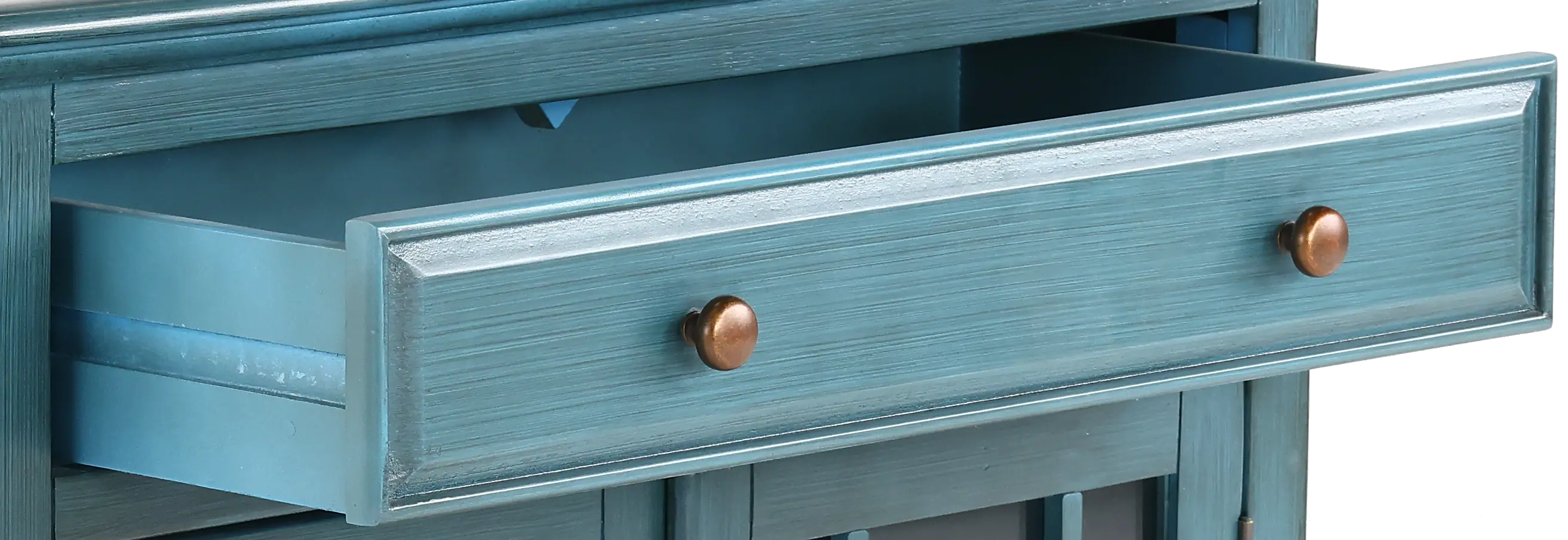 Antique Blue 2 Door and 1 Drawer Accent Cabinet-7