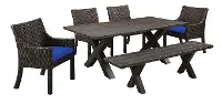 5 Piece Cast Wood Patio Dining Set with Sunbrella Cushion