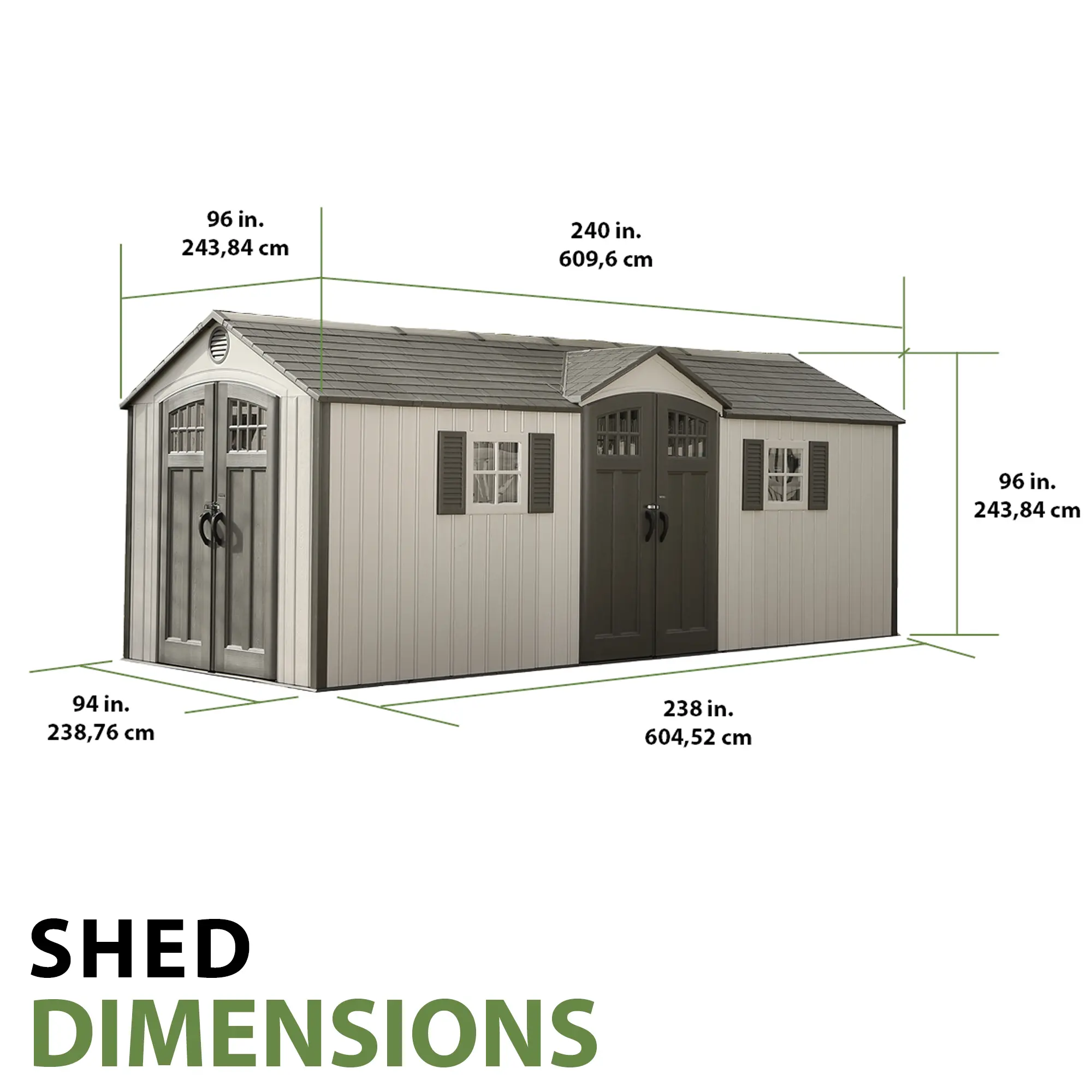 60127 Lifetime 20 ft. x 8 ft. Outdoor Dual Entry Shed-10
