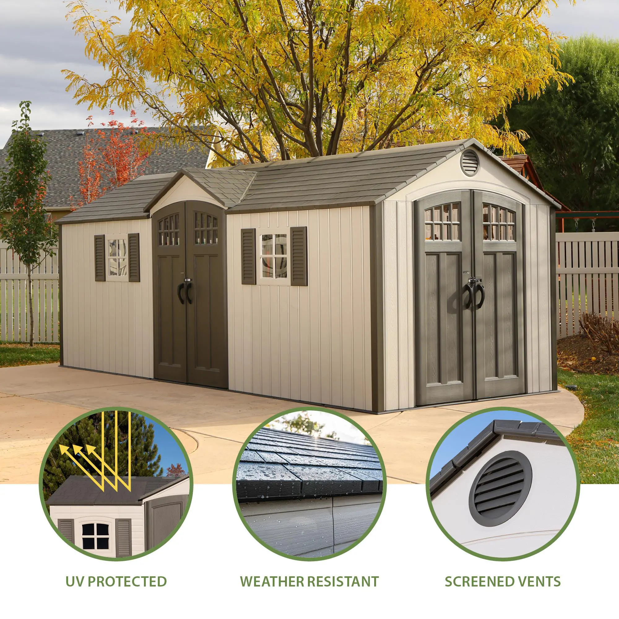 60127 Lifetime 20 ft. x 8 ft. Outdoor Dual Entry Shed-3