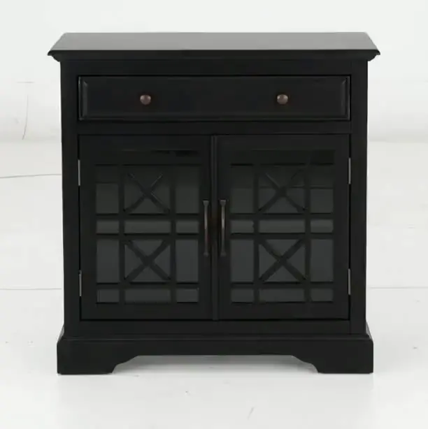 Black 2 Door and 1 Drawer Accent Chest-10