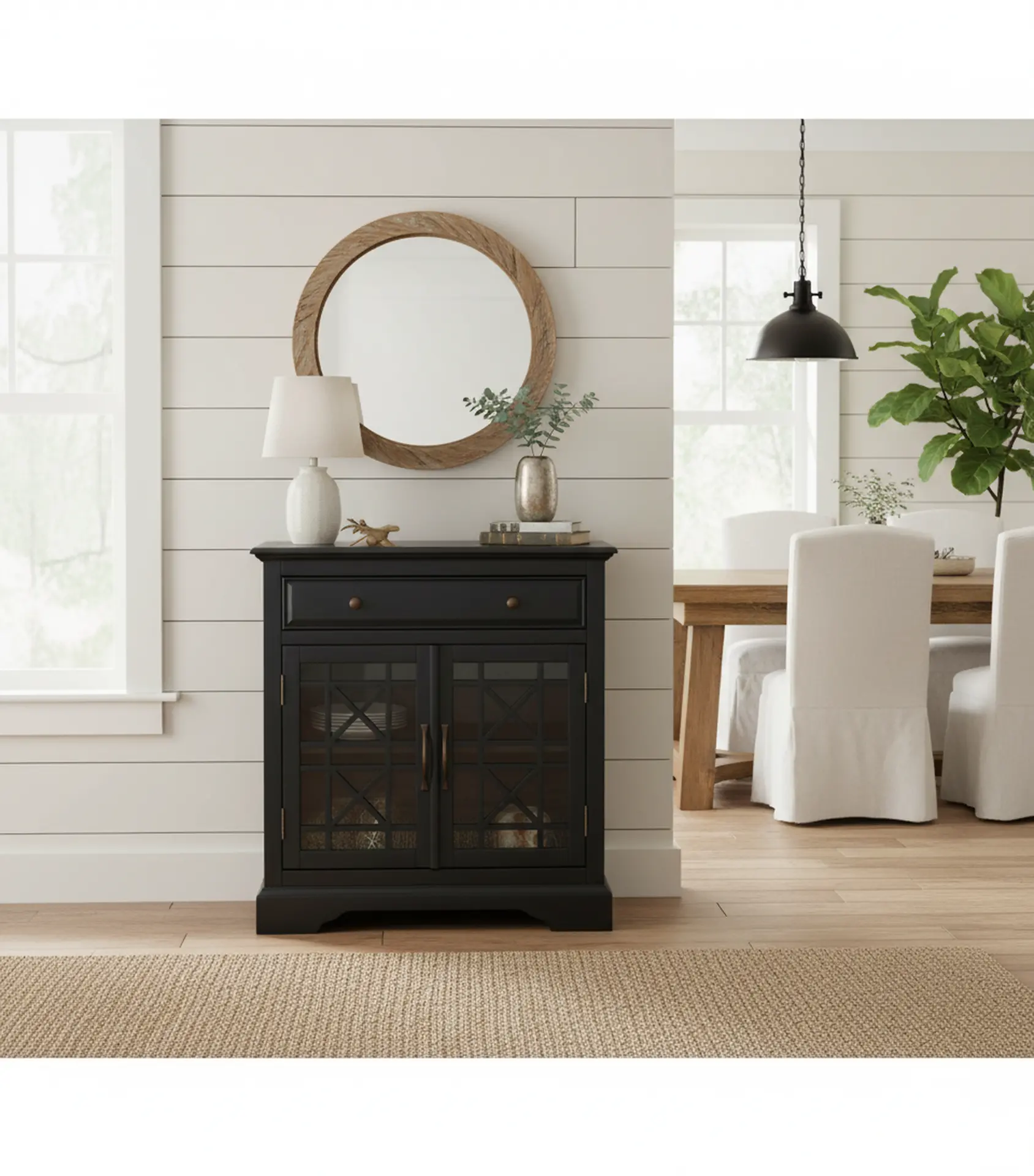 Black 2 Door and 1 Drawer Accent Chest-11