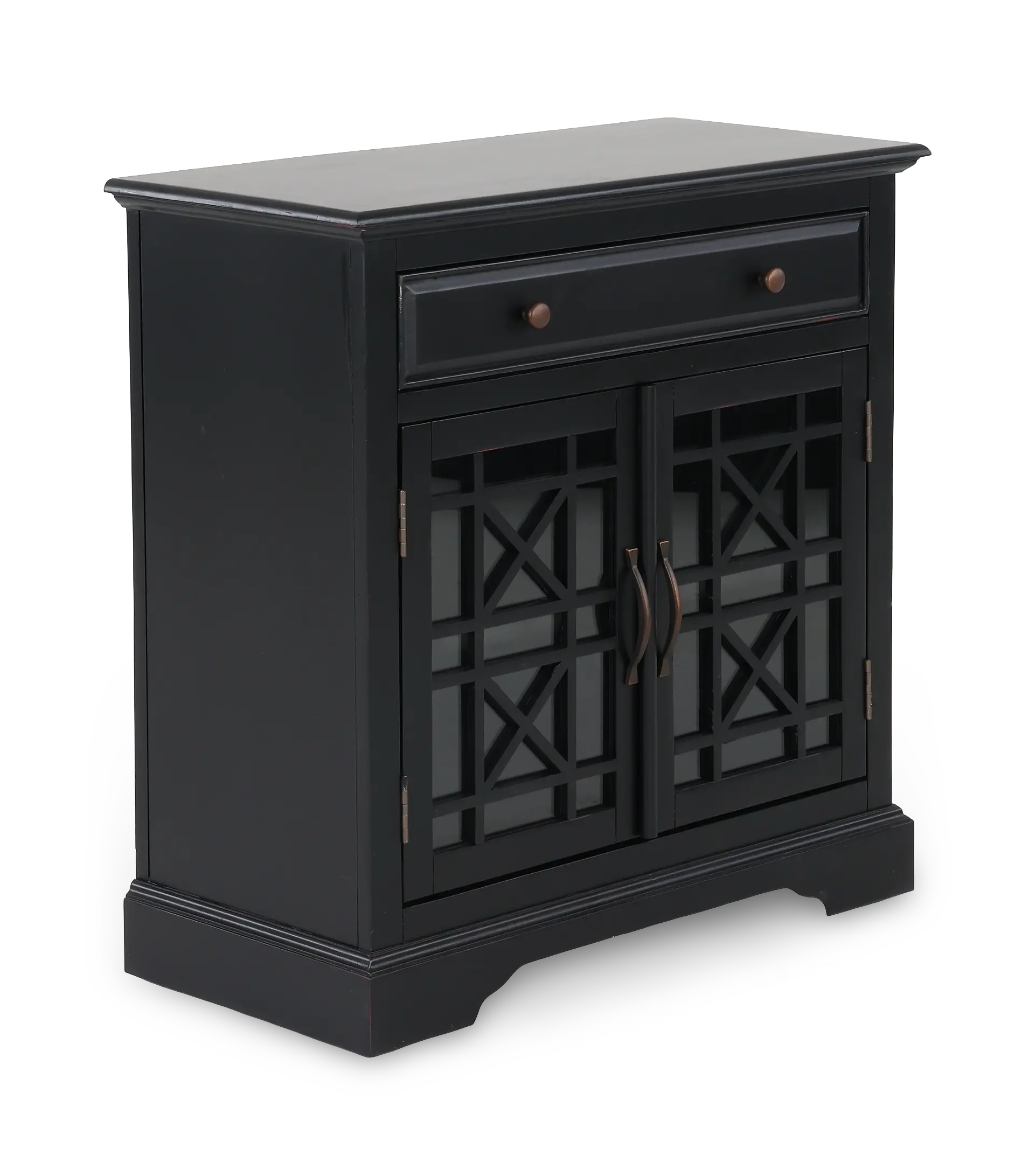 Black 2 Door and 1 Drawer Accent Chest-4