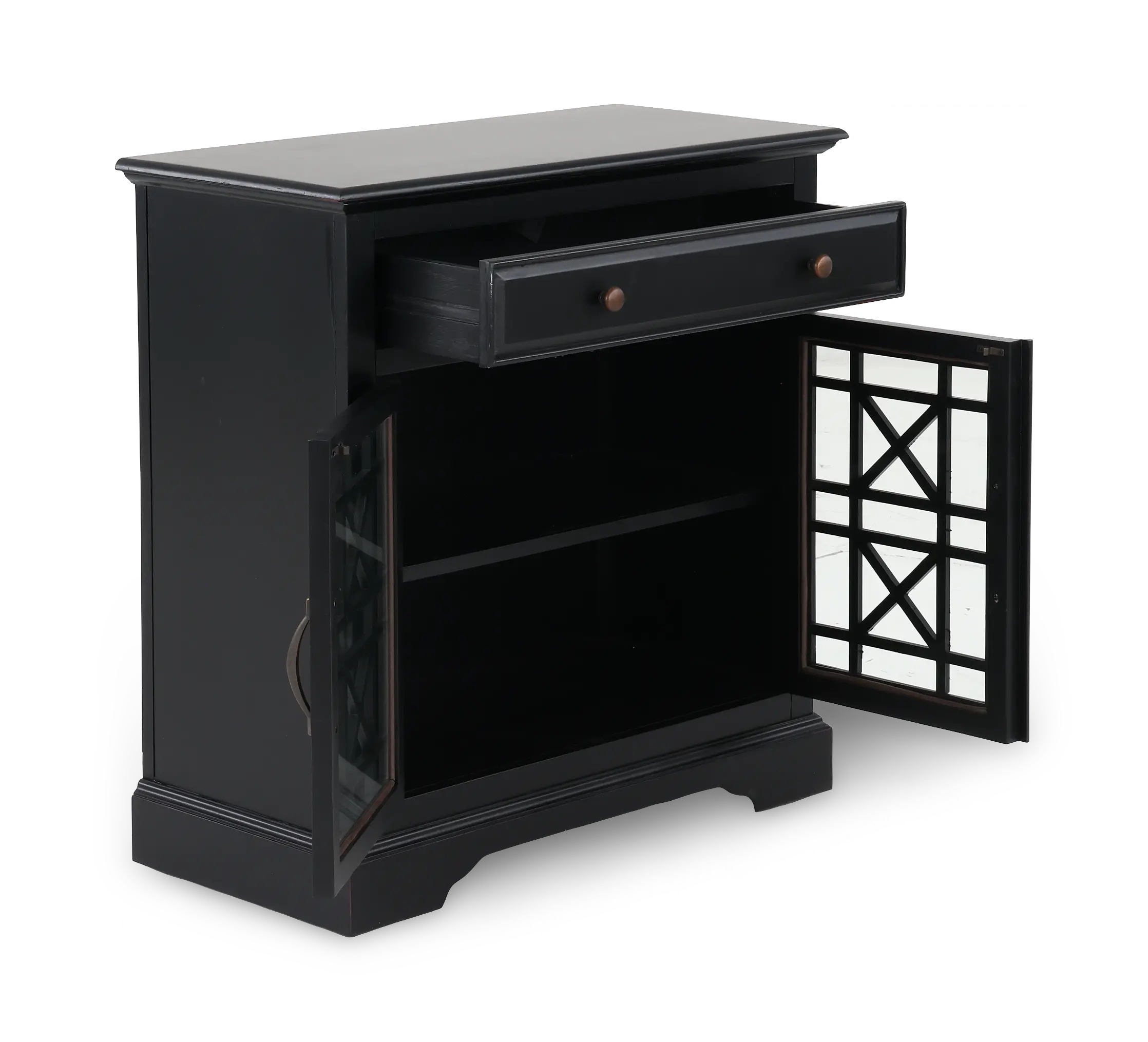 Black 2 Door and 1 Drawer Accent Chest-5