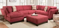 Contemporary Red 3 Piece Sectional Sofa with LAF Chaise - Loxley