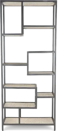 75326/BODHAN/9SHELVS Whitewash Mango 9 Shelf Etagere with Metal Frame