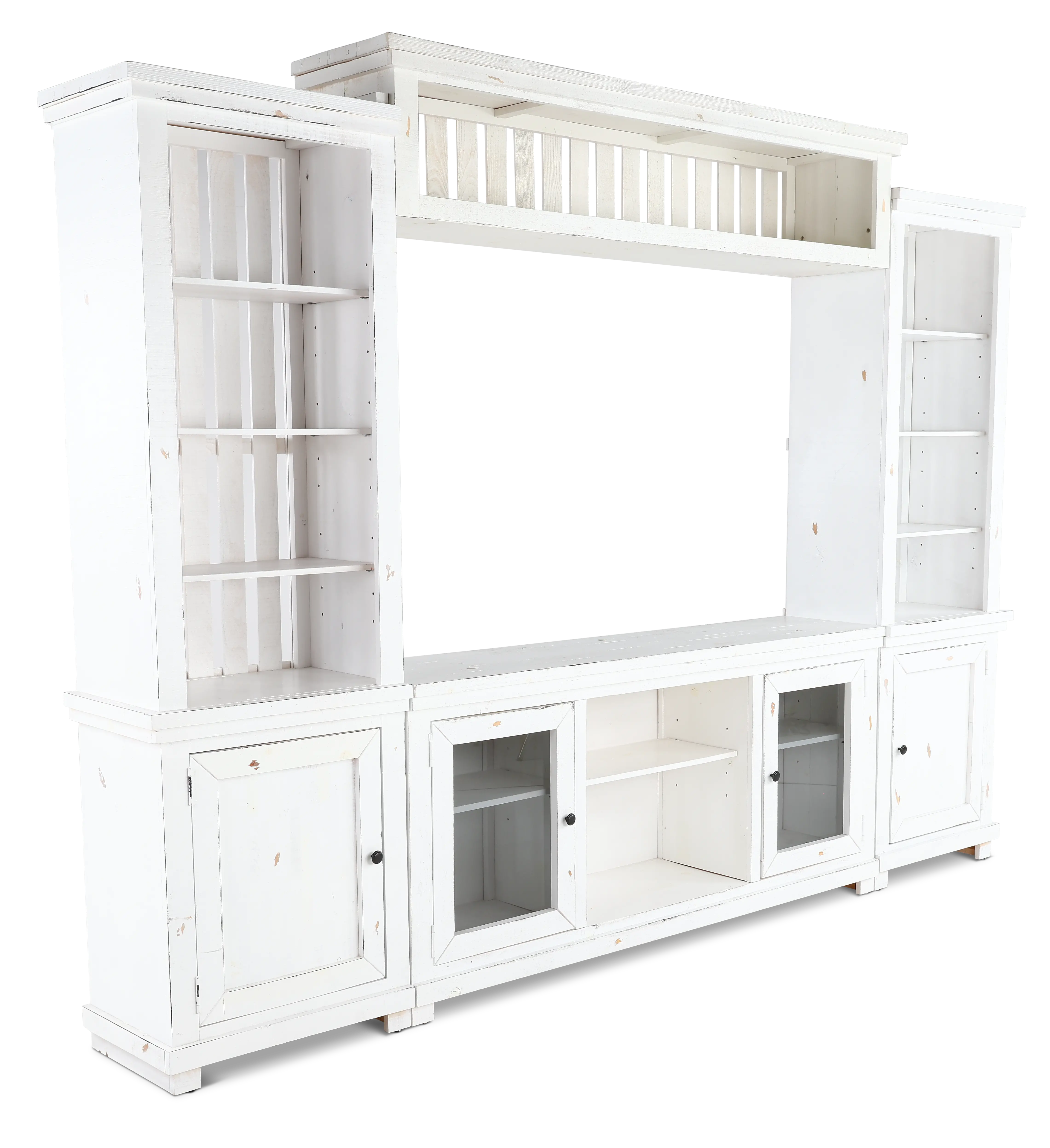 Willow Distressed White 4 Piece Rustic Entertainment Center-4