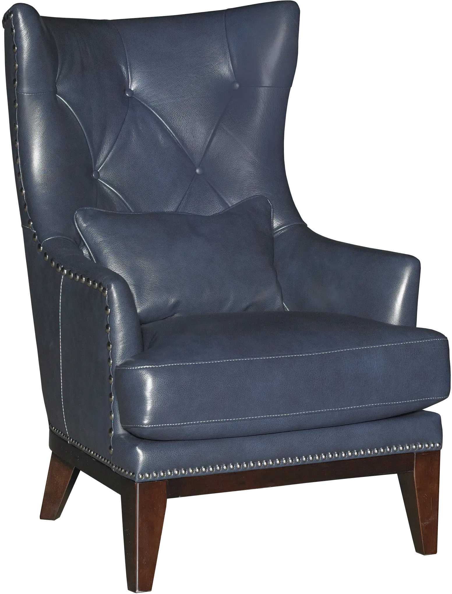 Brewster Blue Leather-Match Accent Chair and Ottoman-1