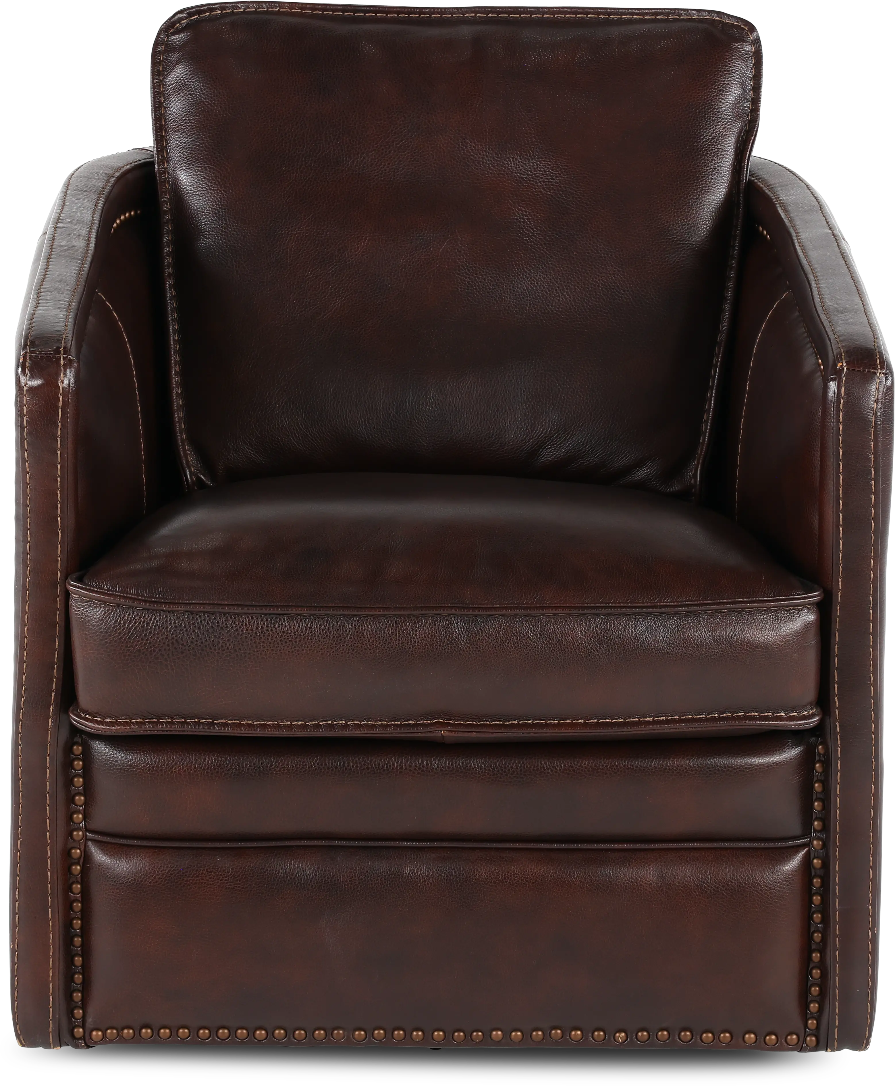 Piper Coffee Brown Leather Swivel Barrel Chair-4