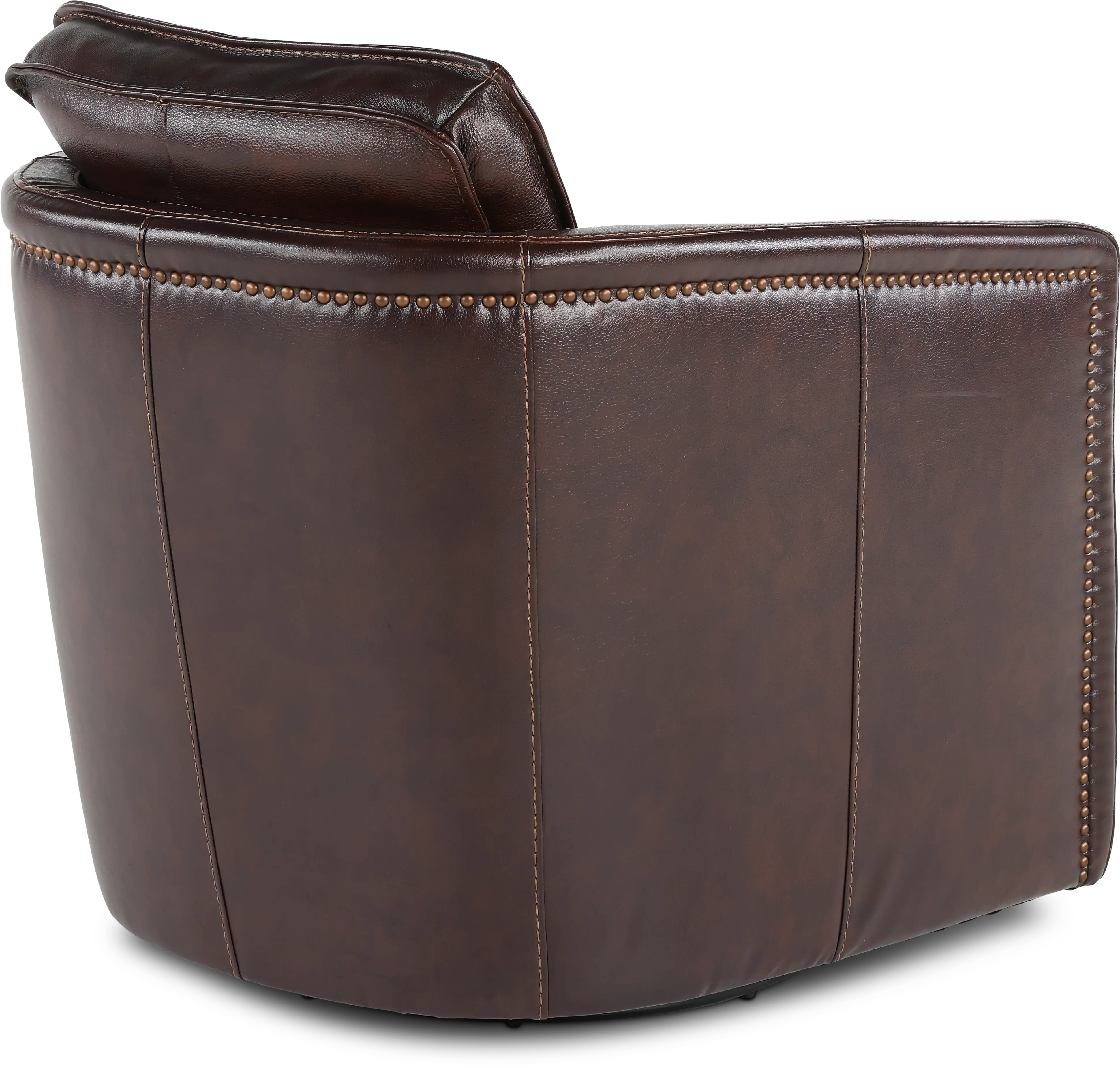 Piper Coffee Brown Leather Swivel Barrel Chair-6