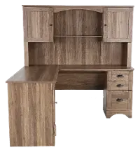 Harbor View Brown L Shaped Computer Desk with Hutch