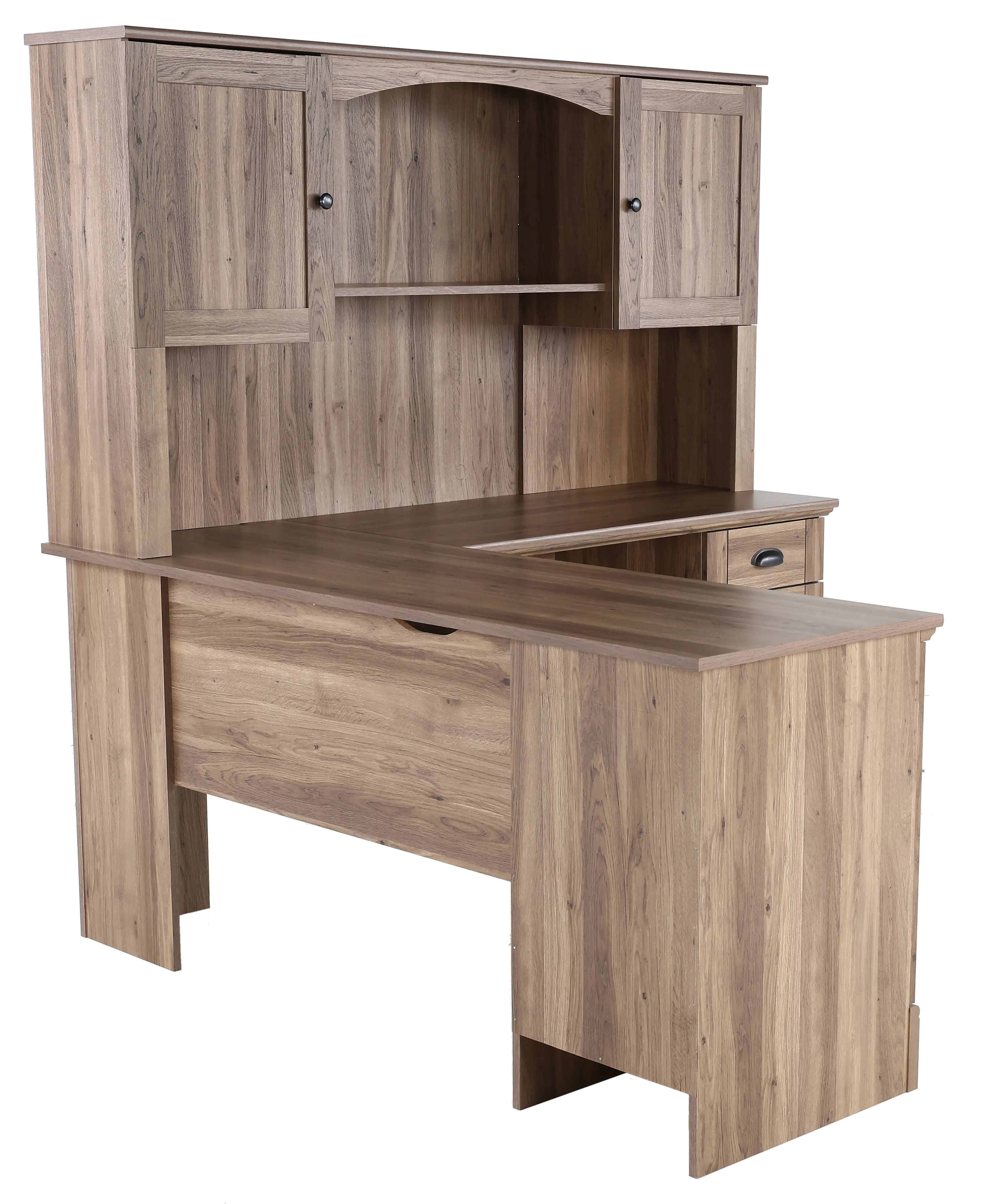 Harbor View Brown L Shaped Computer Desk with Hutch-4