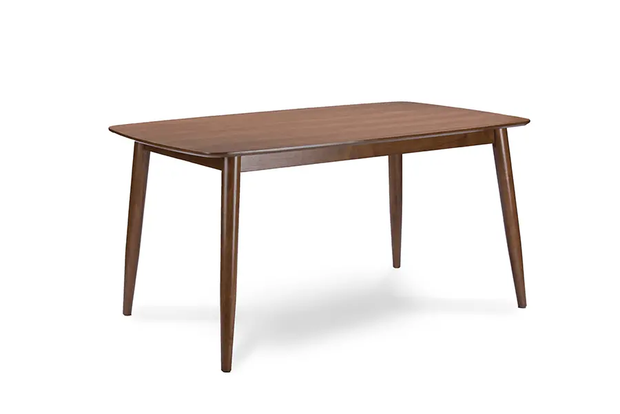  Walnut and Beige Mid Century 7 Piece Dining Set - Sacramento-1