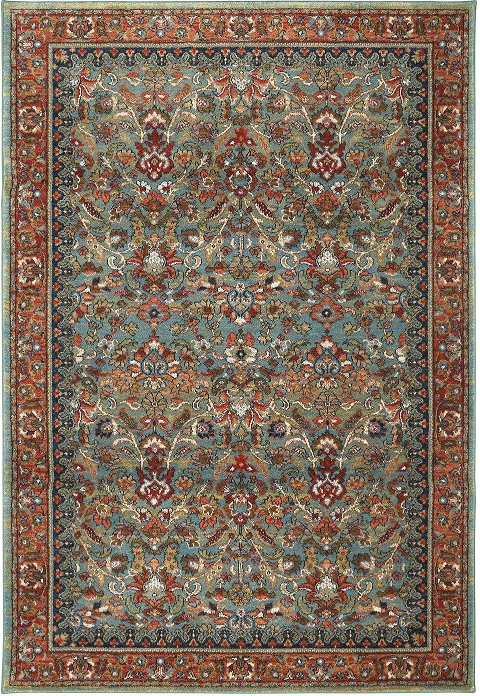 90662-50123/5X8/TIGR Spice Market 5 x 8 Garnet Red and Aquamarine Blue Rug-1