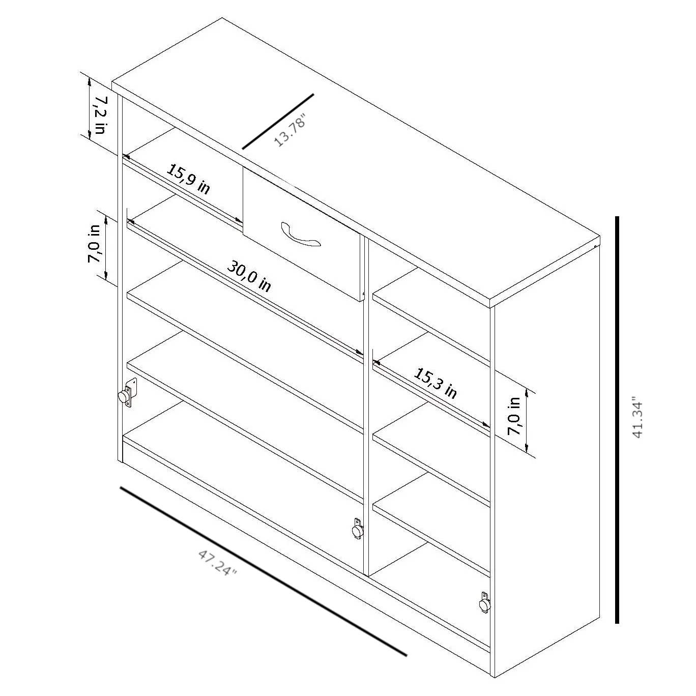 YNJ-1504C5 Espresso 10-Shelf Shoe Cabinet - Augustine-4