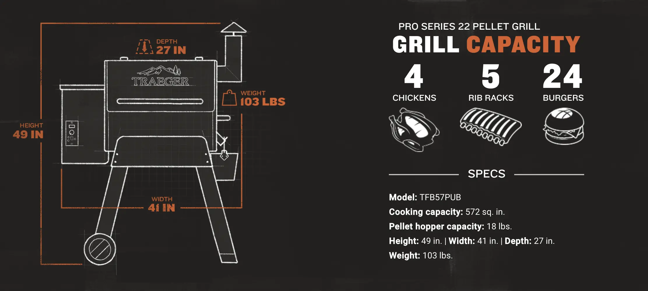 TFB57PZB,22-BRONZE Traeger Pro Series 22 Pellet Grill-3