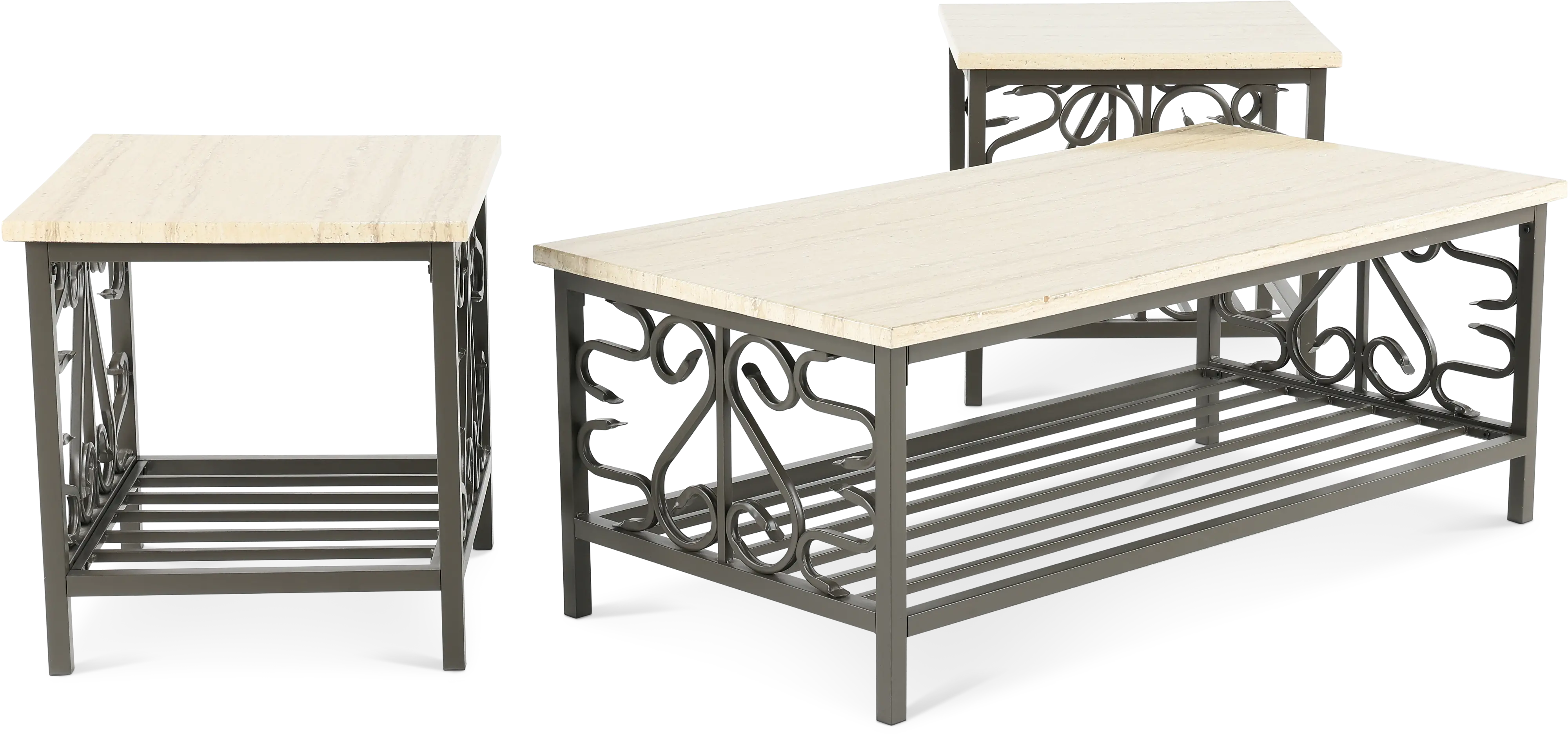 Fairhope Marble Top Coffee Table Set-5