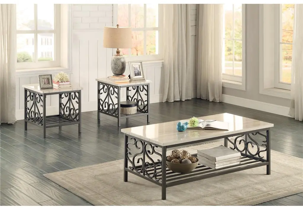 Fairhope Marble Top Coffee Table Set-2