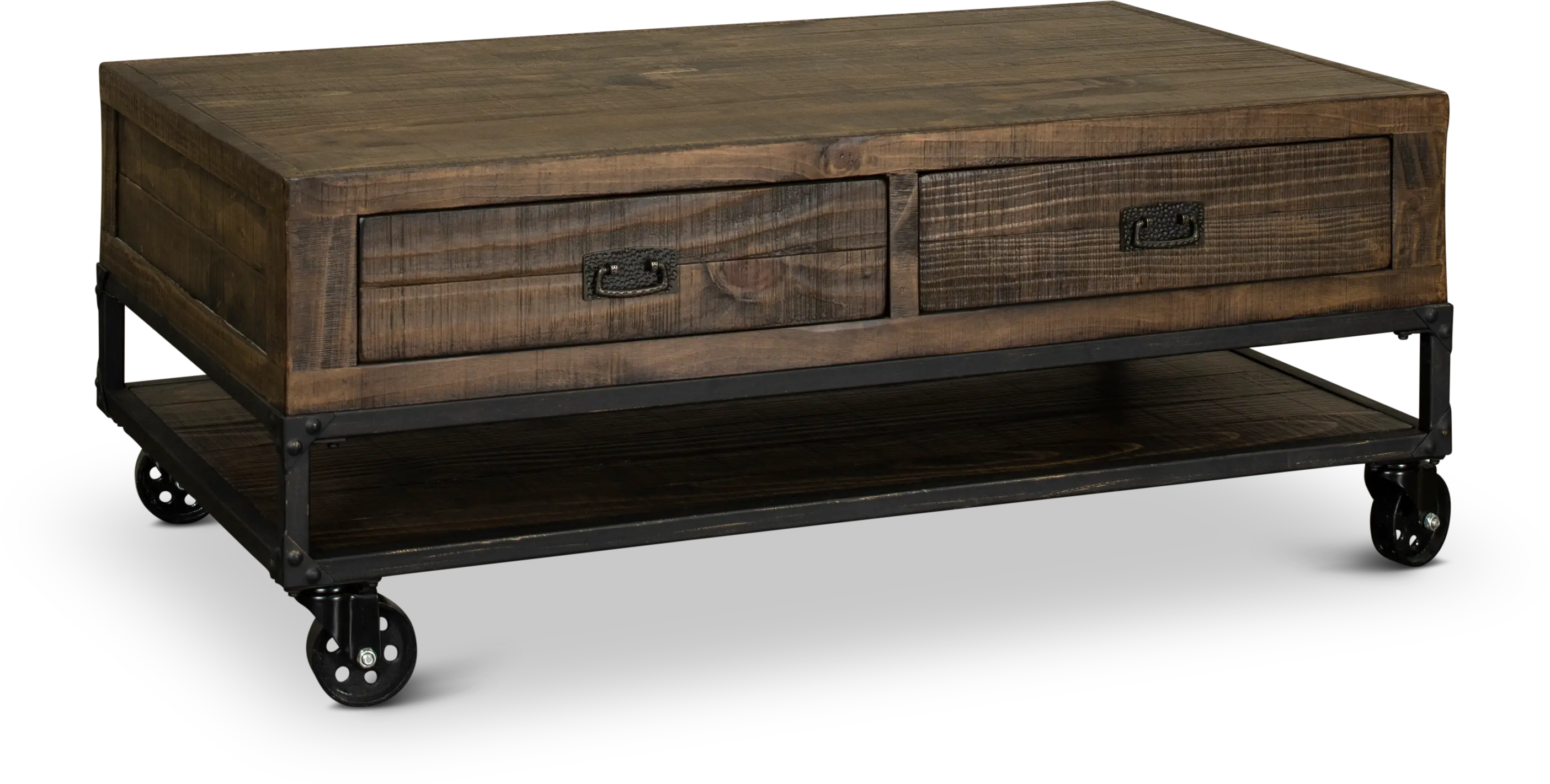 Homestead Brown Coffee Table on Wheels-1