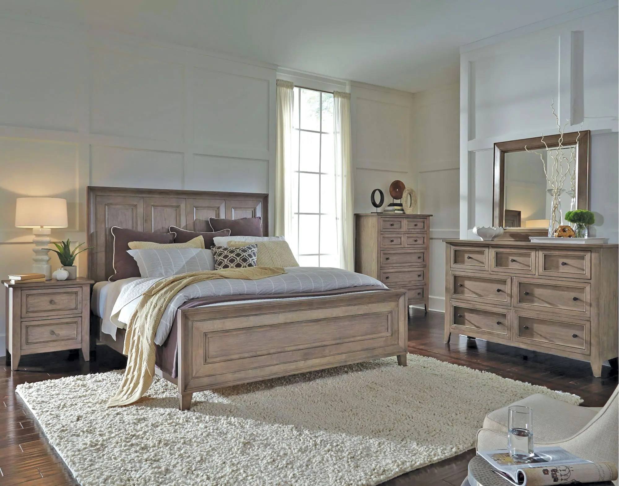 Driftwood Classic Shaker 4 Piece Queen Bedroom Set - Talbot-1