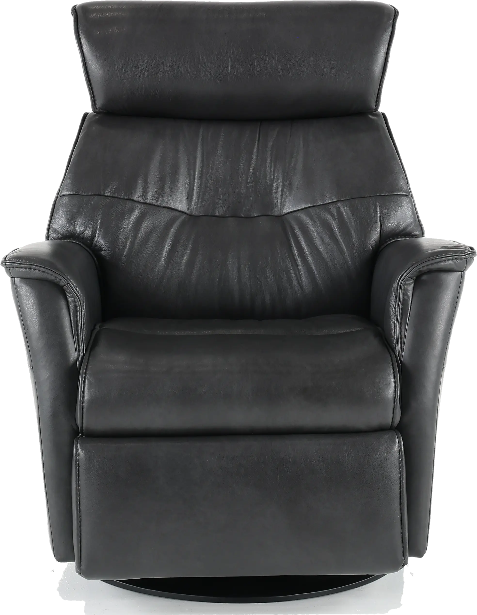 Captain Charcoal Gray Large Leather Swivel Glider Power Recliner-1