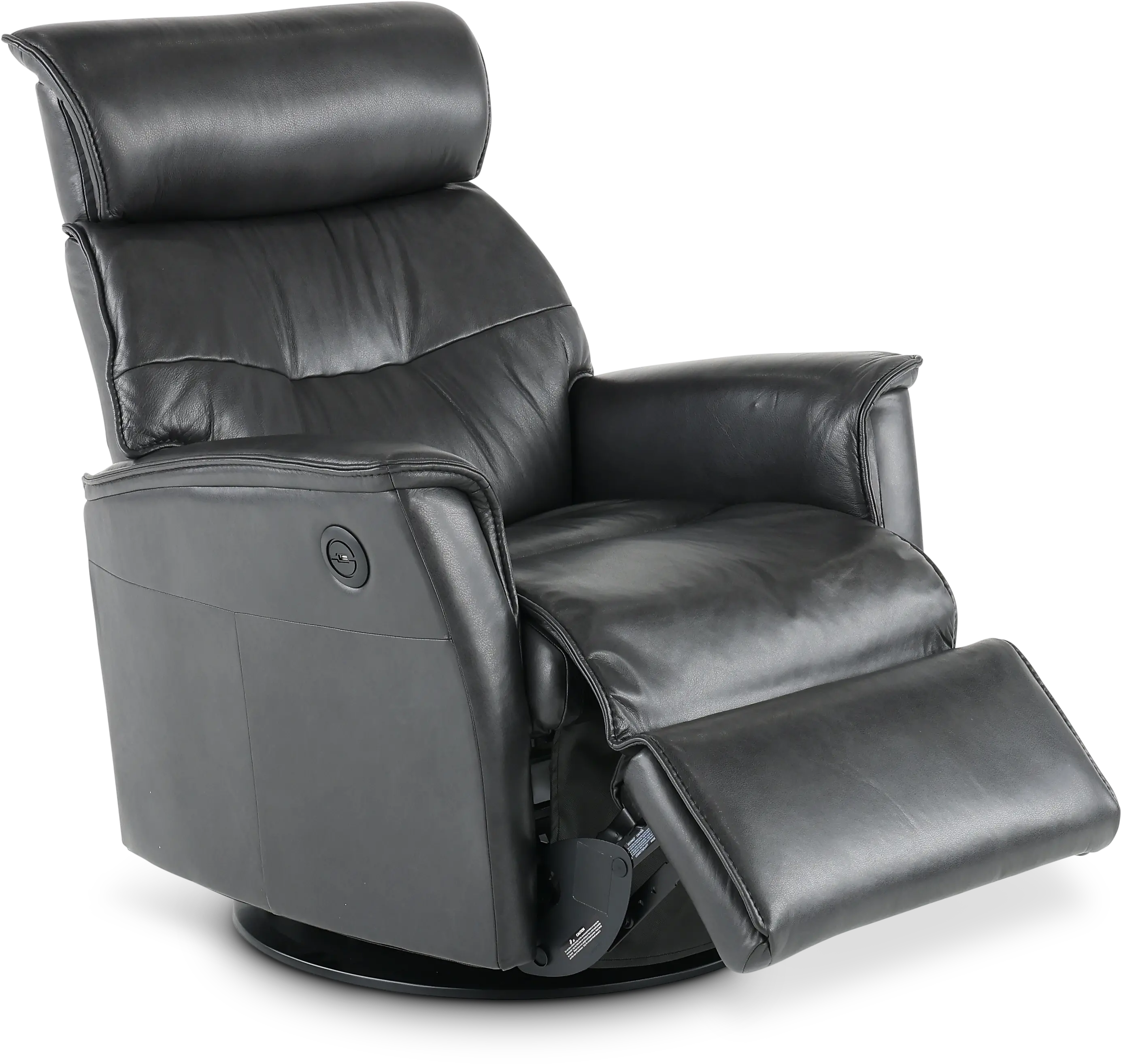 Captain Charcoal Gray Large Leather Swivel Glider Power Recliner-3