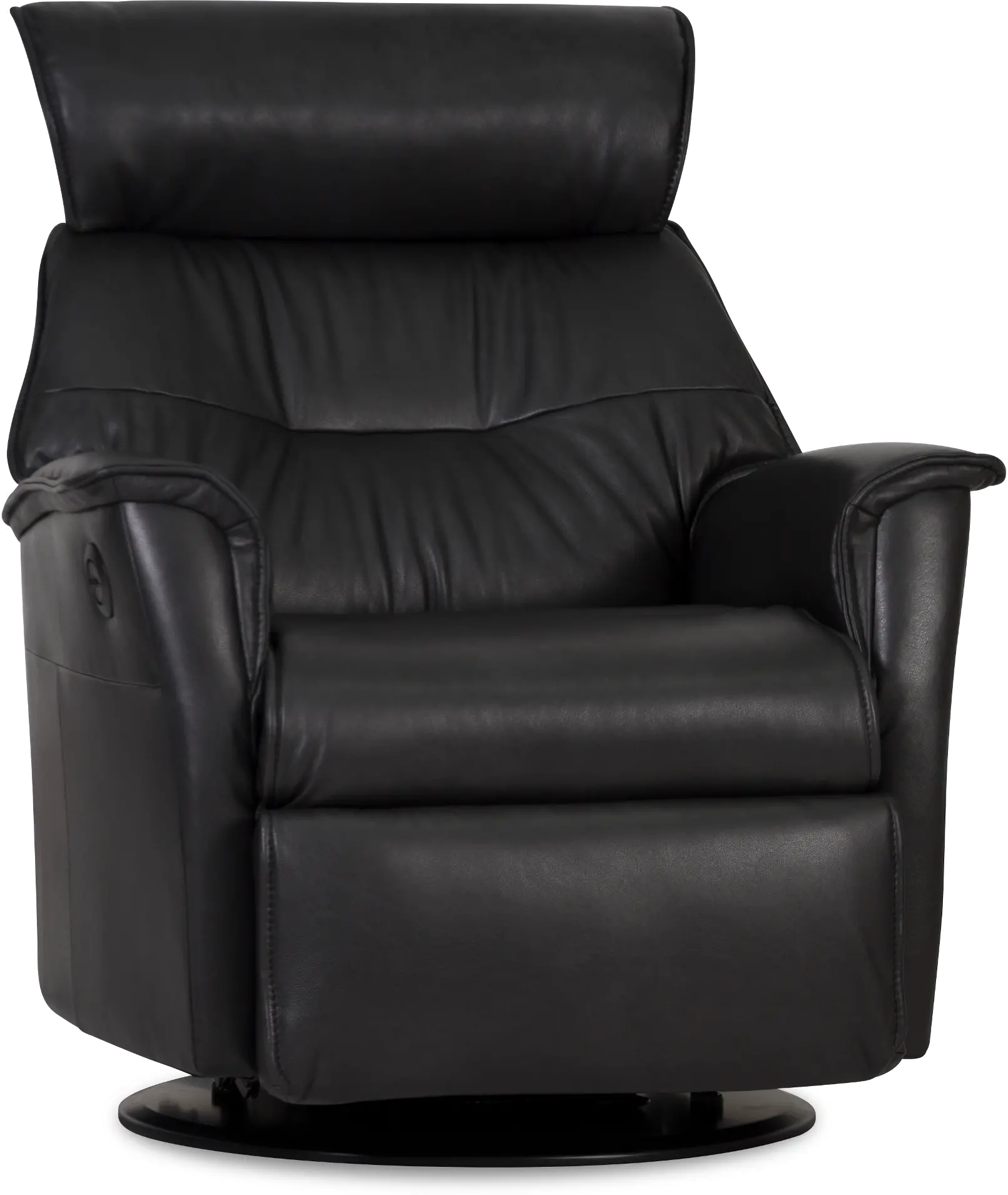 Captain Charcoal Gray Large Leather Swivel Glider Power Recliner-8