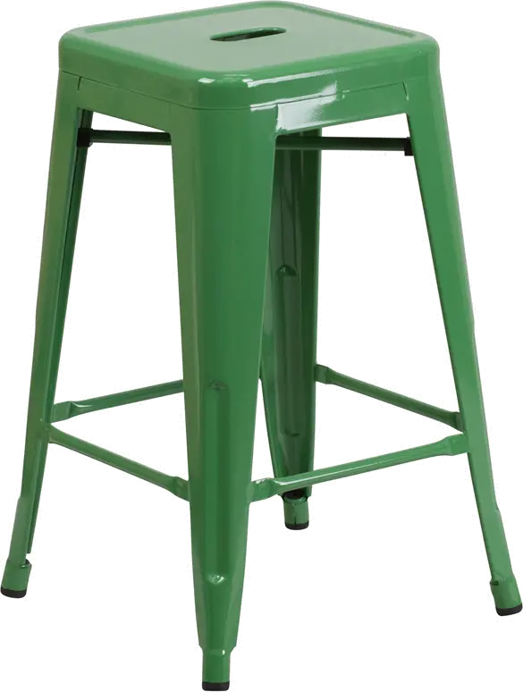 Green Metal Stackable Counter Height Stool-1
