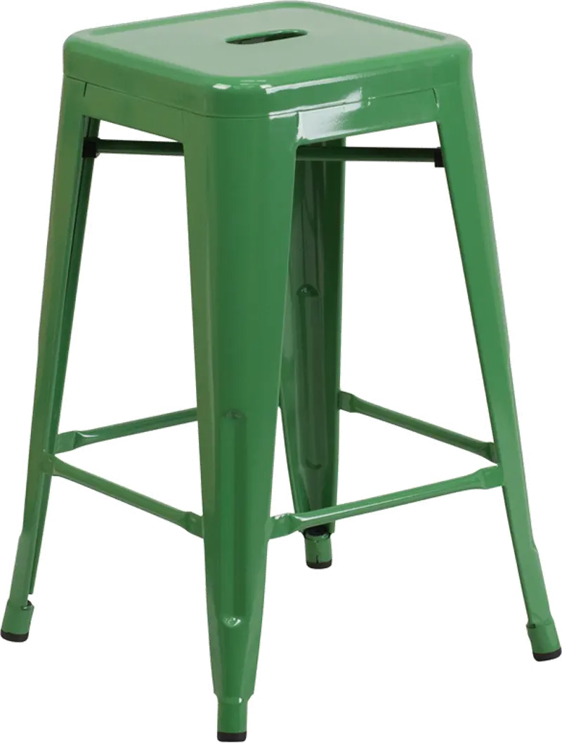 Green Metal Stackable Counter Height Stool