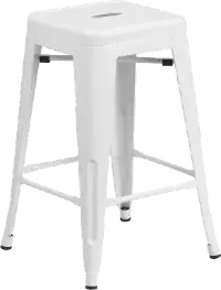 White Metal Stackable Counter Height Stool