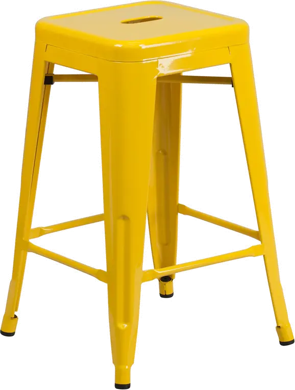 Yellow Metal Stackable Counter Height Stool-1