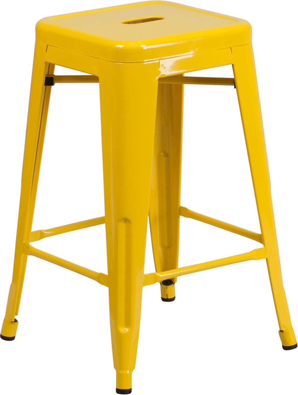 Yellow Metal Stackable Counter Height Stool