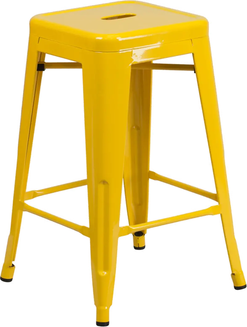 Yellow Metal Stackable Counter Height Stool