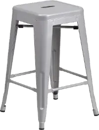 Silver Metal Stackable Counter Height Stool