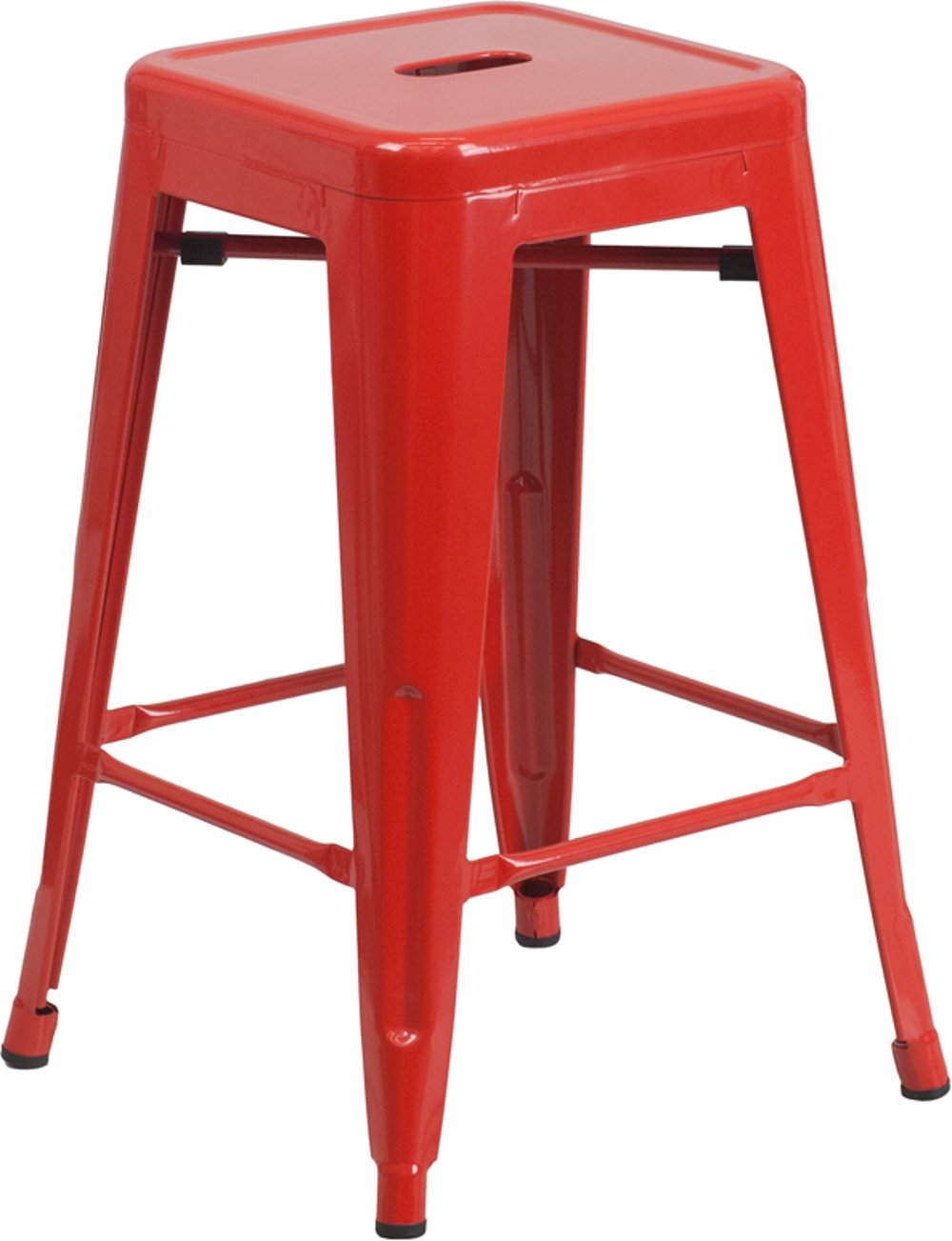 Red Metal Stackable Counter Height Stool