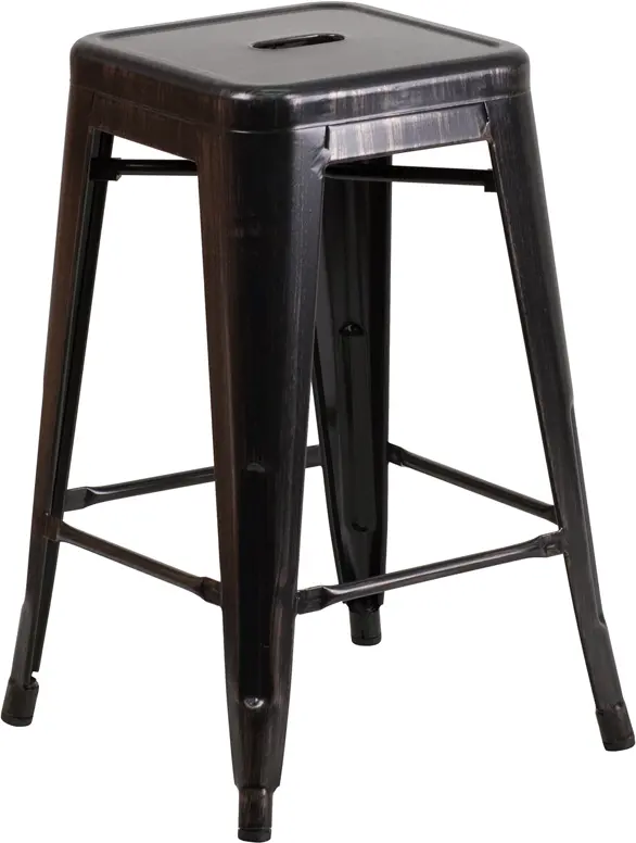 Black Metal Stackable Counter Height Stool-1