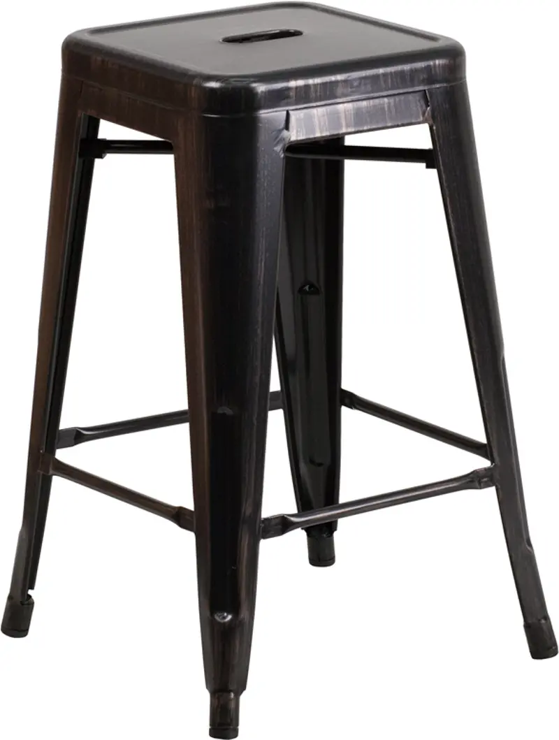 Black Metal Stackable Counter Height Stool
