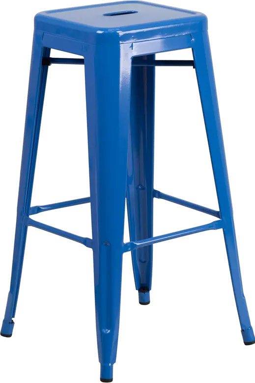 Blue Metal Stackable Bar Stool-1