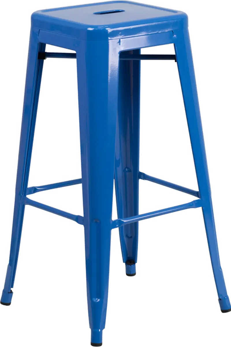 Blue Metal Stackable Bar Stool