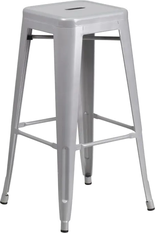 Silver Metal Stackable Bar Stool-1