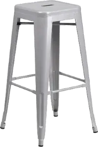 Silver Metal Stackable Bar Stool