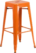 Orange Metal Stackable Bar Stool