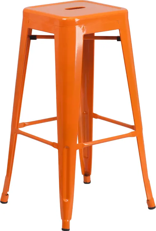 Orange Metal Stackable Bar Stool-1