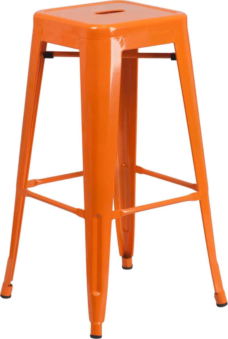 Orange Metal Stackable Bar Stool