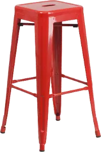 Red Metal Stackable Bar Stool